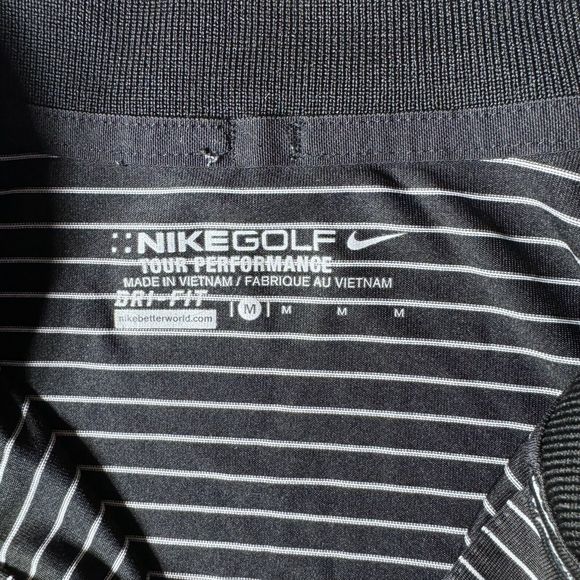 Nike Golf Tour Performance Men's M Dri Fit Short Sleeve Polo Shirt Black Striped - Picture 3 of 11